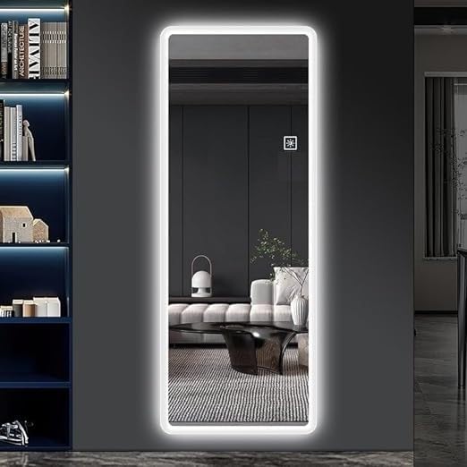 VMirror Craft Pvc Board (Water & Termite Proof) Frameless Full Length Backlit Led Mirror, 60X22 Inches, 3 Color Modes, Modern Elegance For Makeup And Vanity, Rectangular, Wall Mount, Silver)