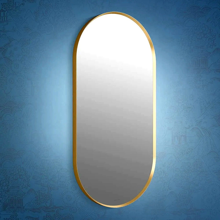 Mirror Craft Rectangle Capsule Golden Metallic Framed Mirror for Bathroom and Living Room