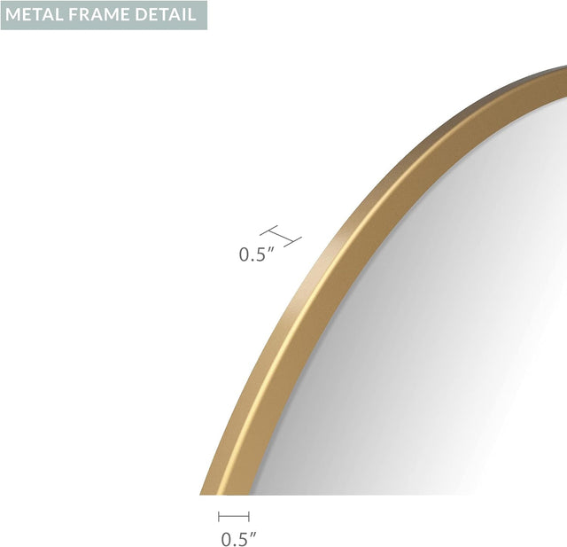 Mirror Craft Rectangle Golden Metallic Framed with Curve Edges Mirror for Bathroom and Living Room