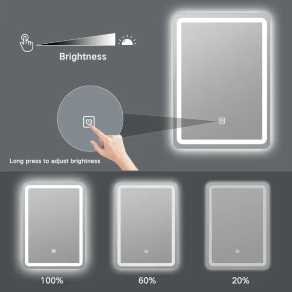 Mirror craft delux Rectangle Dimmable Led Mirror With Touch Sensor ( 3 Led Light Integrated)