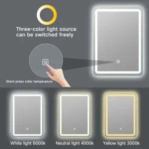 Mirror craft delux Rectangle Dimmable Led Mirror With Touch Sensor ( 3 Led Light Integrated)