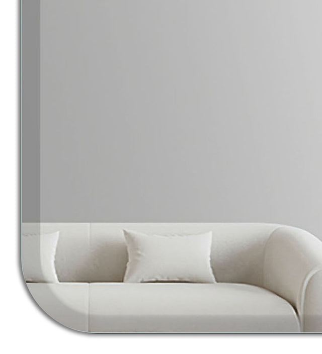Mirror Craft Frameless Curved Edge Square Beveled Mirror For living & Bathroom