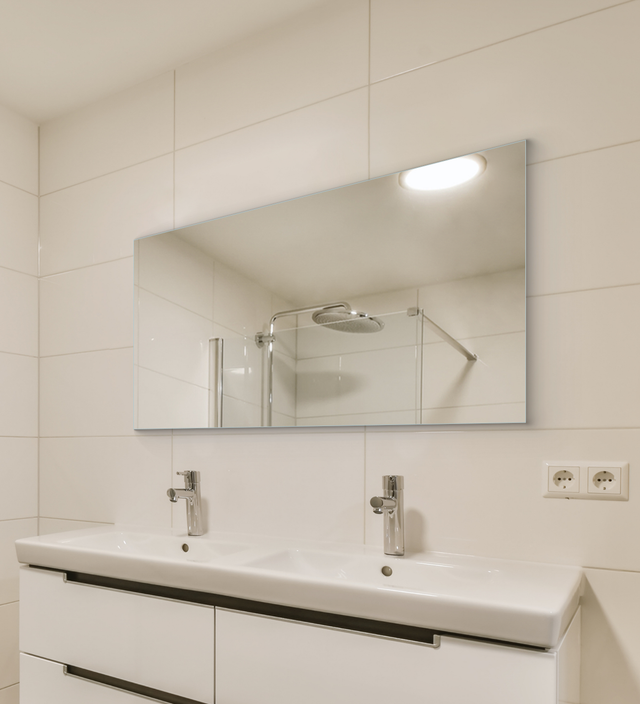 Mirror Craft Frameless Rectangular Basic Bathroom Mirror with PREFIXED Strong Steel Hooks for WALLMOUNT