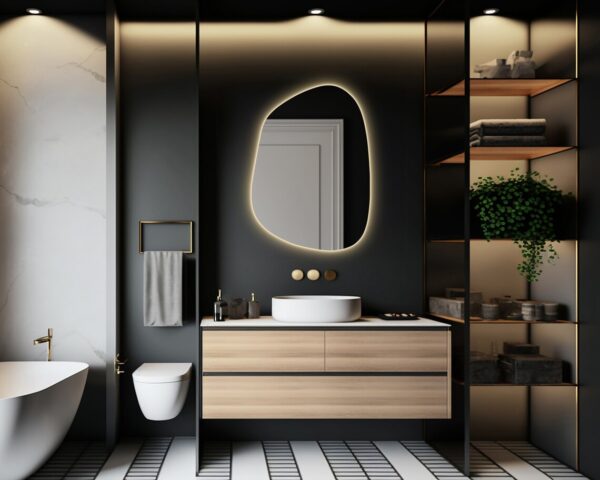 Mirror Craft GlowCurve Asymmetrical Led Mirror With Touch Sensor (3 Lights Integrated)