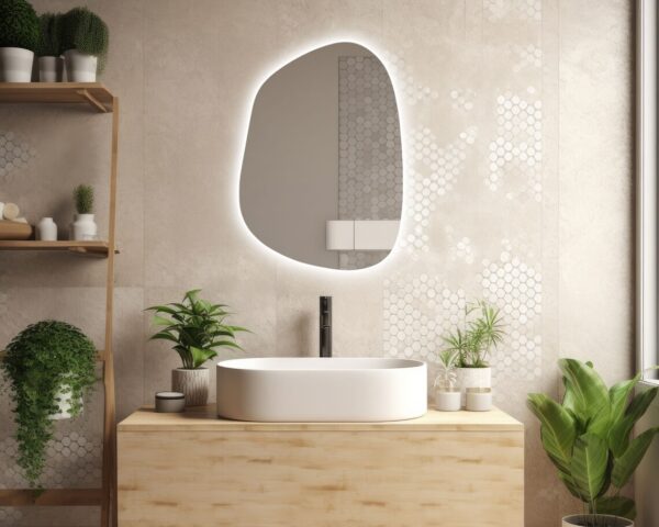 Mirror Craft GlowCurve Asymmetrical Led Mirror With Touch Sensor (3 Lights Integrated)