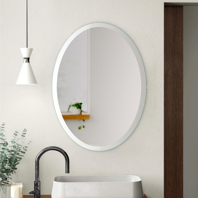 Mirror Craft Frameless Oval Beveled Mirror for Bathroom