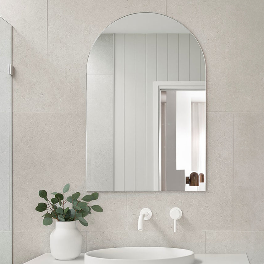 Mirror Craft Semi-Round Rectangular Mirror for Bathroom Frameless