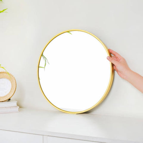 Mirror Craft Round Golden Metallic Framed Mirror for Bathroom and Living Room