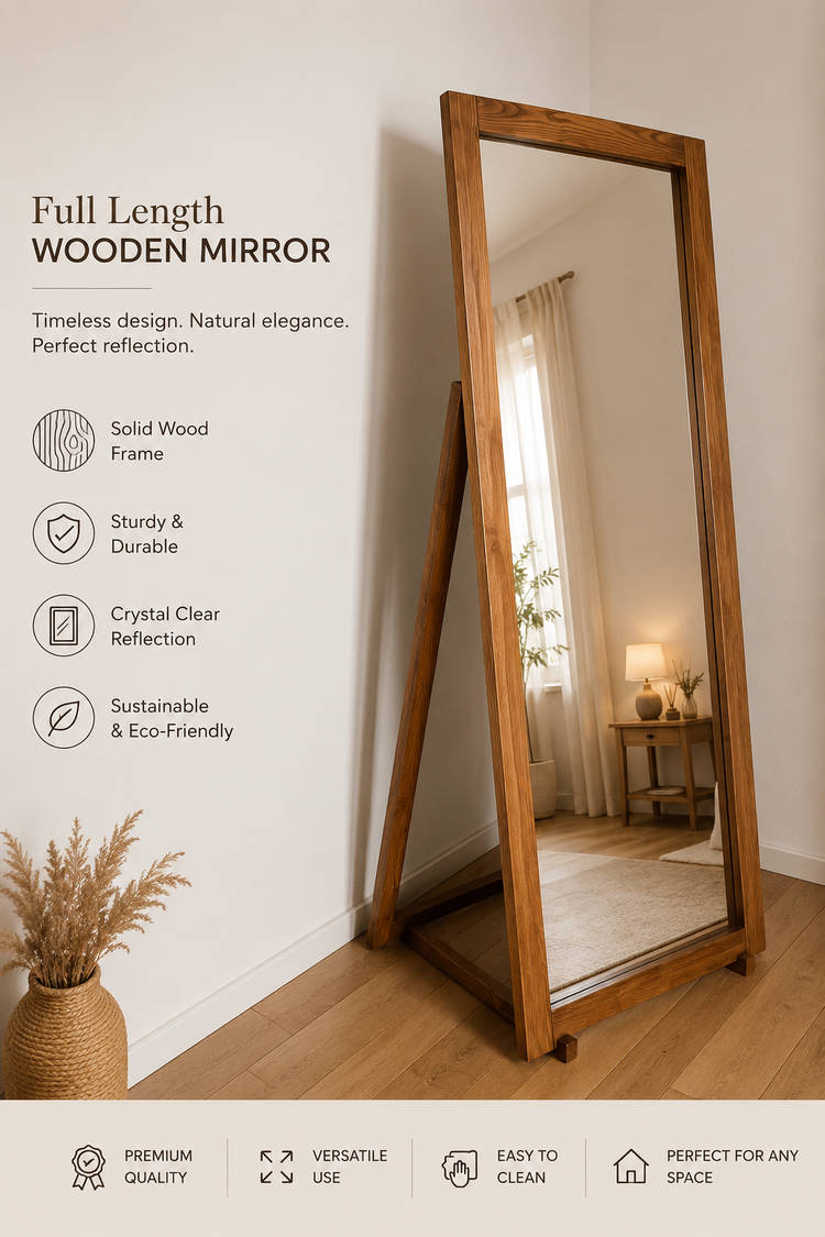 Full Length Wooden Frame Mirrors | Premium Floor & Dressing Mirrors | Mirror Craft
