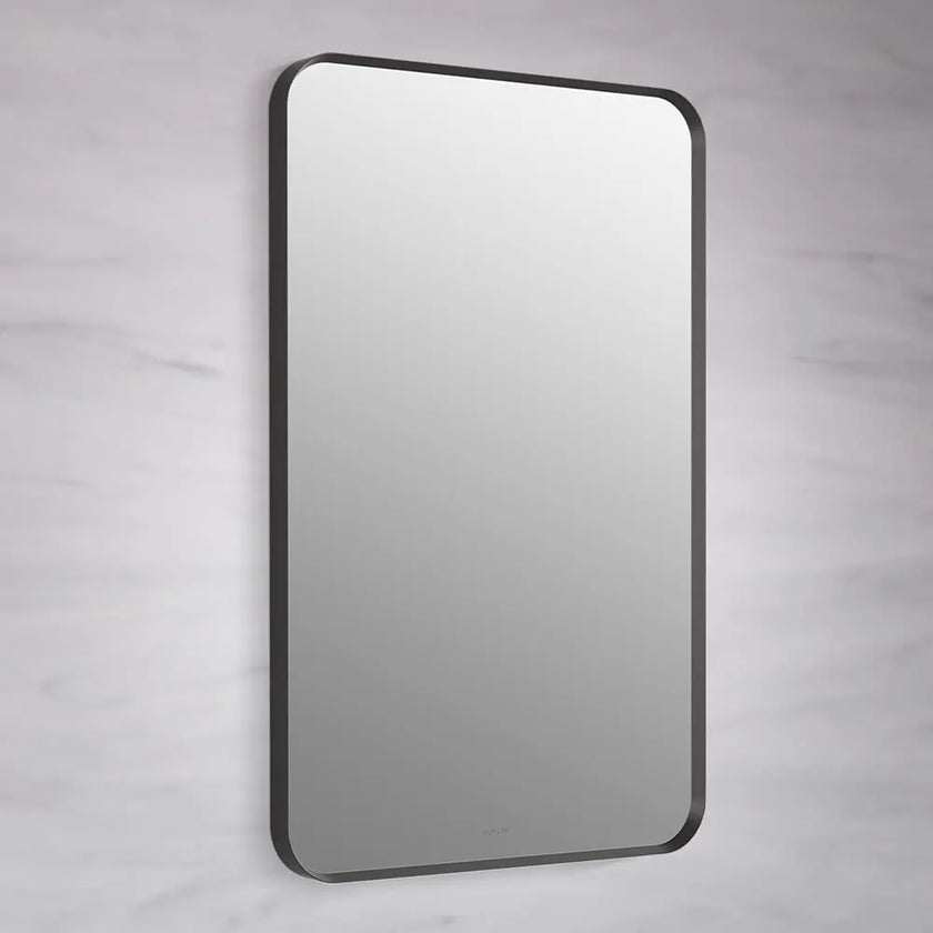 Mirror Craft Rectangle Matte Black Metallic Framed with Curve Edges Mirror for Bathroom and Living Room