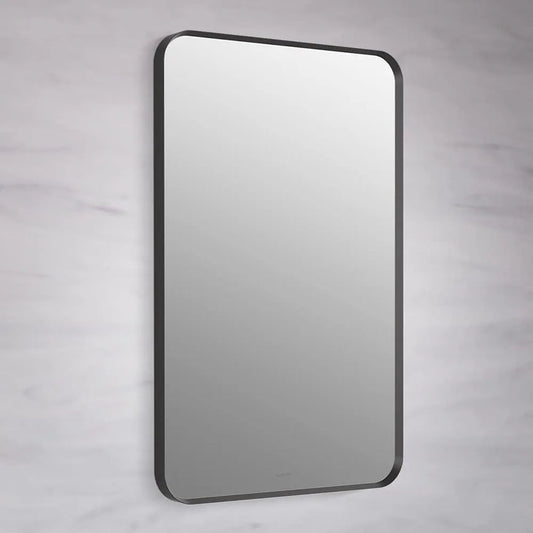 Mirror Craft Rectangle Matte Black Metallic Framed with Curve Edges Mirror for Bathroom and Living Room
