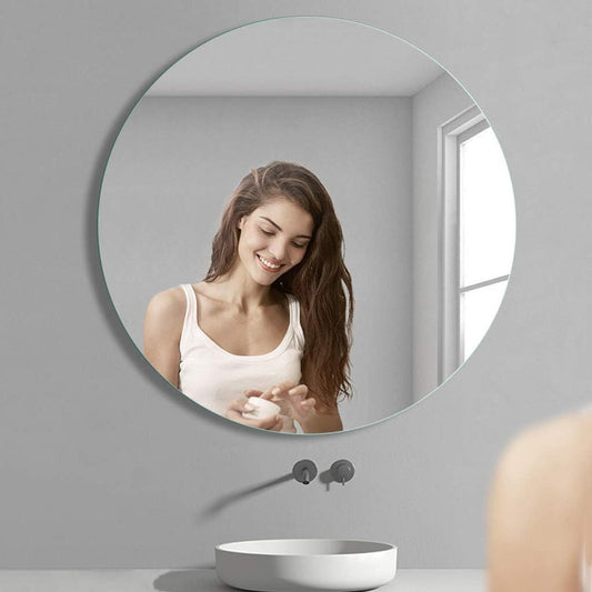 Mirror Craft Frameless Round Wall Mirror for Bathroom, Wall Mount Mirror, Washbasin Mirror, Looking Mirror Glass, Mirror for Bedroom, Unframed Mirror