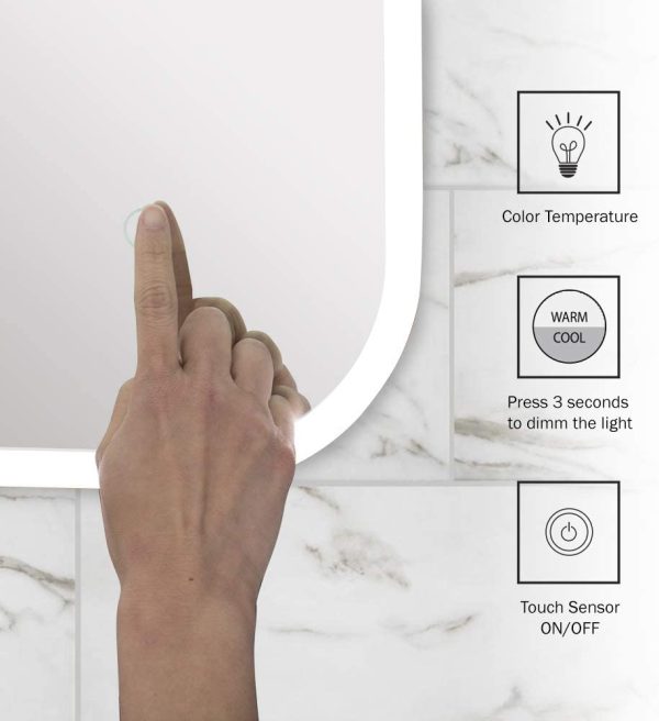 Mirror Craft Desert Curved Corner Rectangle Led Mirror (3 Lights Integrated)