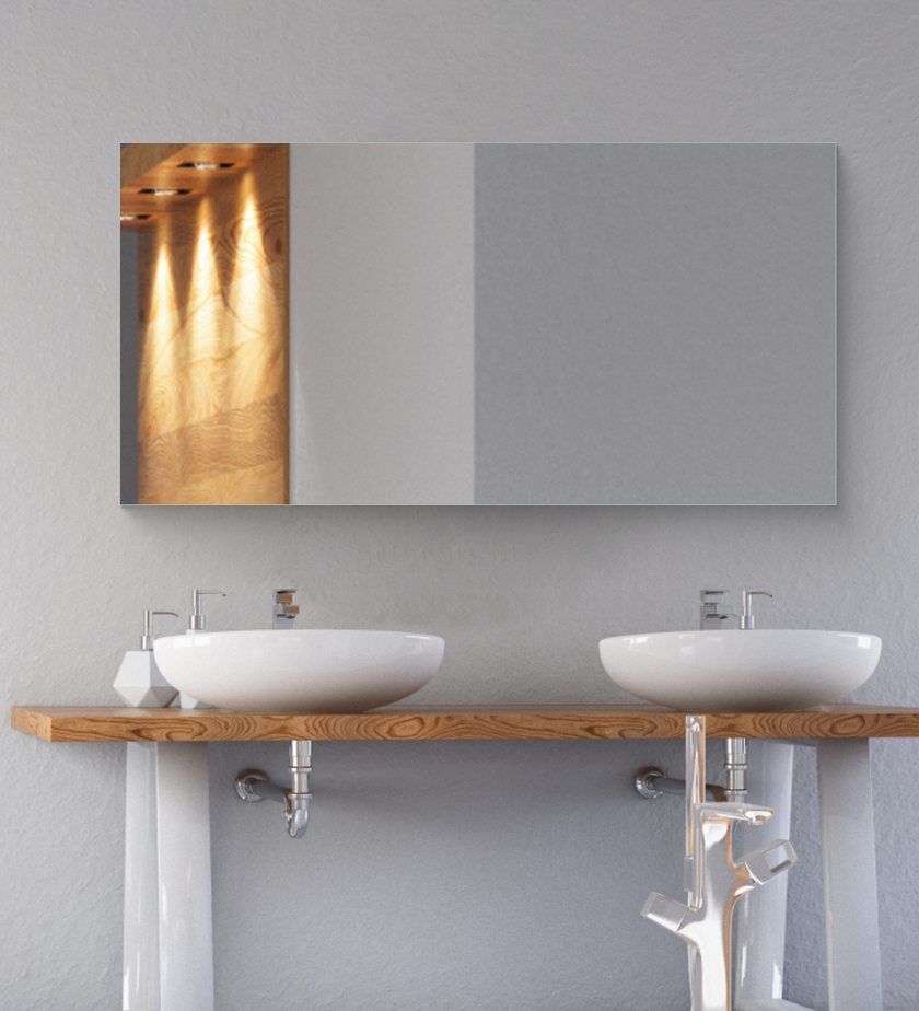 Mirror Craft Frameless Rectangular Basic Bathroom Mirror with PREFIXED Strong Steel Hooks for WALLMOUNT