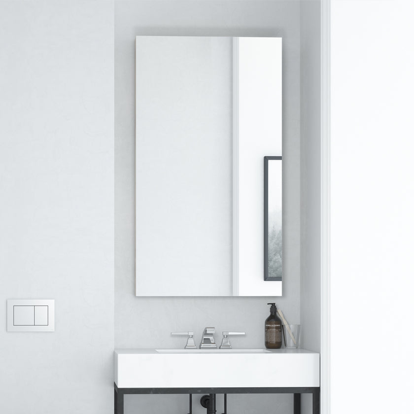 Mirror Craft Frameless Rectangular Basic Bathroom Mirror with PREFIXED Strong Steel Hooks for WALLMOUNT