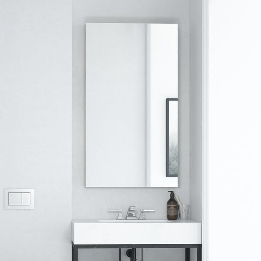 Mirror Craft Frameless Rectangular Basic Bathroom Mirror with PREFIXED Strong Steel Hooks for WALLMOUNT