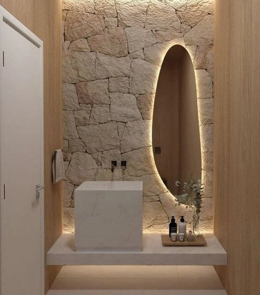 Mirror craft Full Length Asymmetrical Led Mirror With Touch Sensor (3 Lights Integrated)