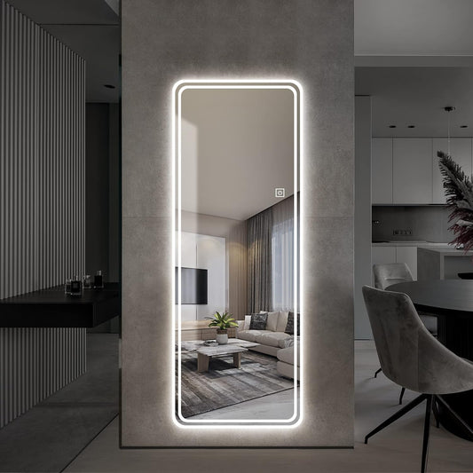 Mirror Craft Full Length Double Strips Led Mirror With Dimmable (3 Led Lights Integrated)