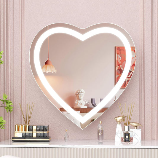 Mirror craft Heart Shape Led Wall Mirror (3 Lights Integrated)