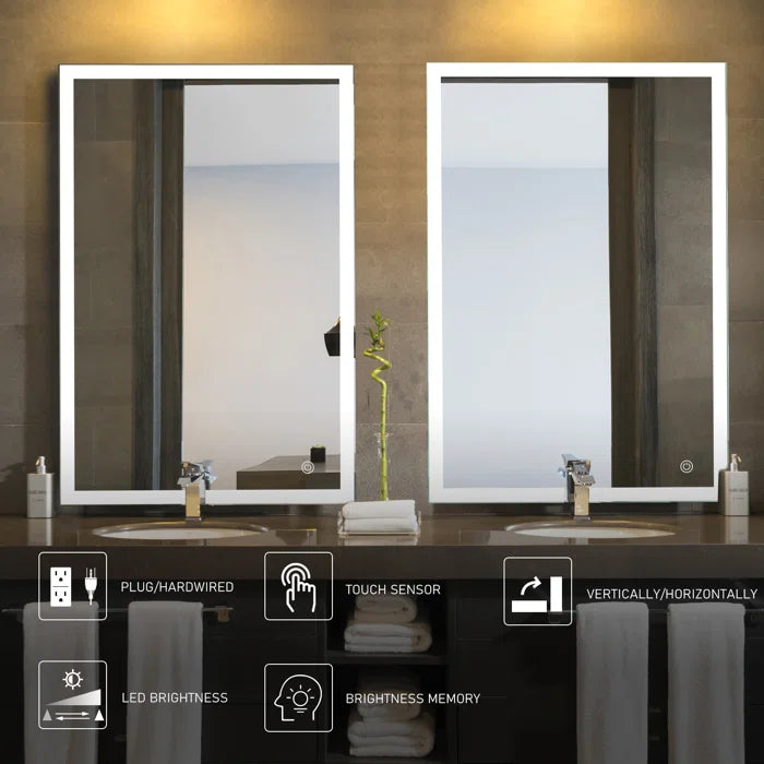 Mirror craft Inspire Rectangle Led Bathroom Mirror With Touch Sensor & Dimmable (3 Lights Integrated)