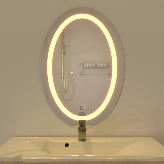 Mirror craft Modern Designed LED Oval Bathroom Mirror (3 Lights Integrated)