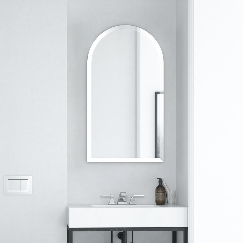 Mirror Craft Semi-Round Rectangular Bevelled Mirror for Bathroom Frameless