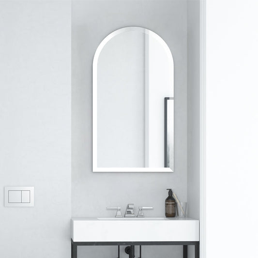 Mirror Craft Semi-Round Rectangular Bevelled Mirror for Bathroom Frameless