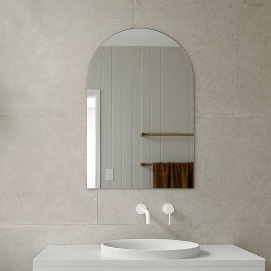Mirror Craft Semi-Round Rectangular Mirror for Bathroom Frameless