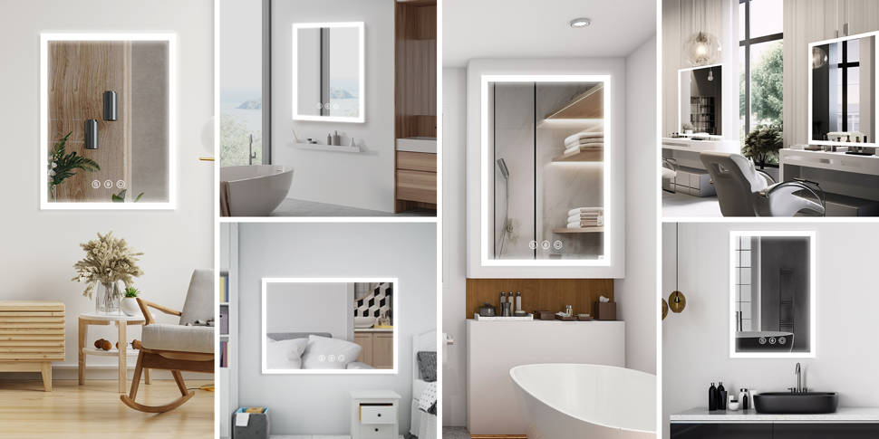 Mirror craft Inspire Rectangle Led Bathroom Mirror With Touch Sensor & Dimmable (3 Lights Integrated)