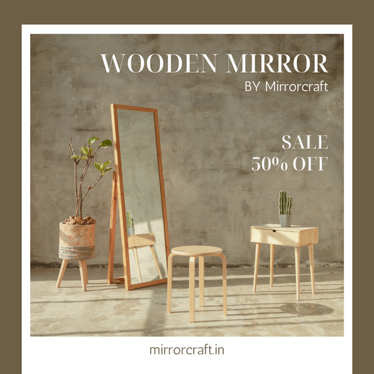 Mirror craft Wooden Mirror with stand 20" X 55"